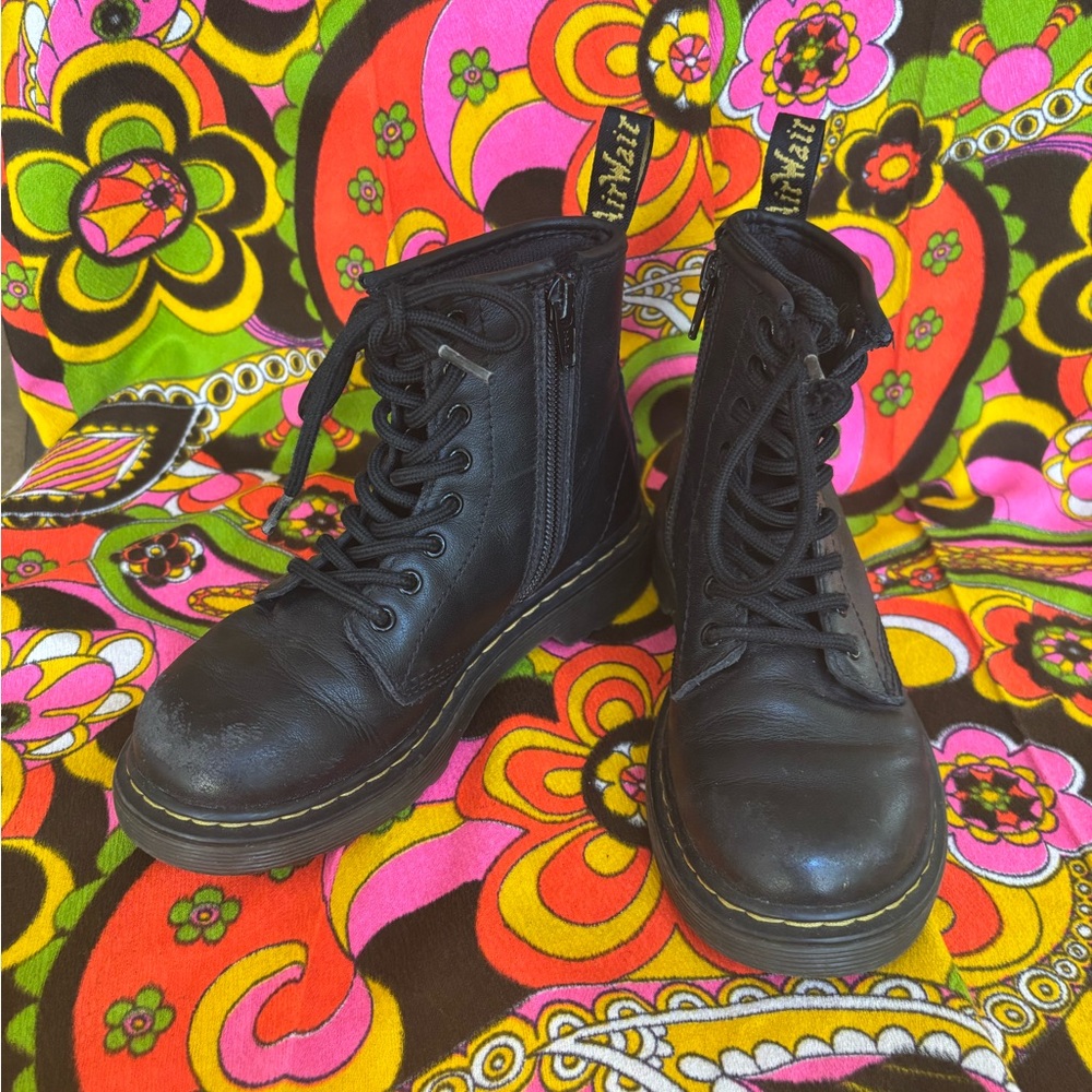 Dr. Martens Junior 1460 Softy T Black Leather Lace Up Boots